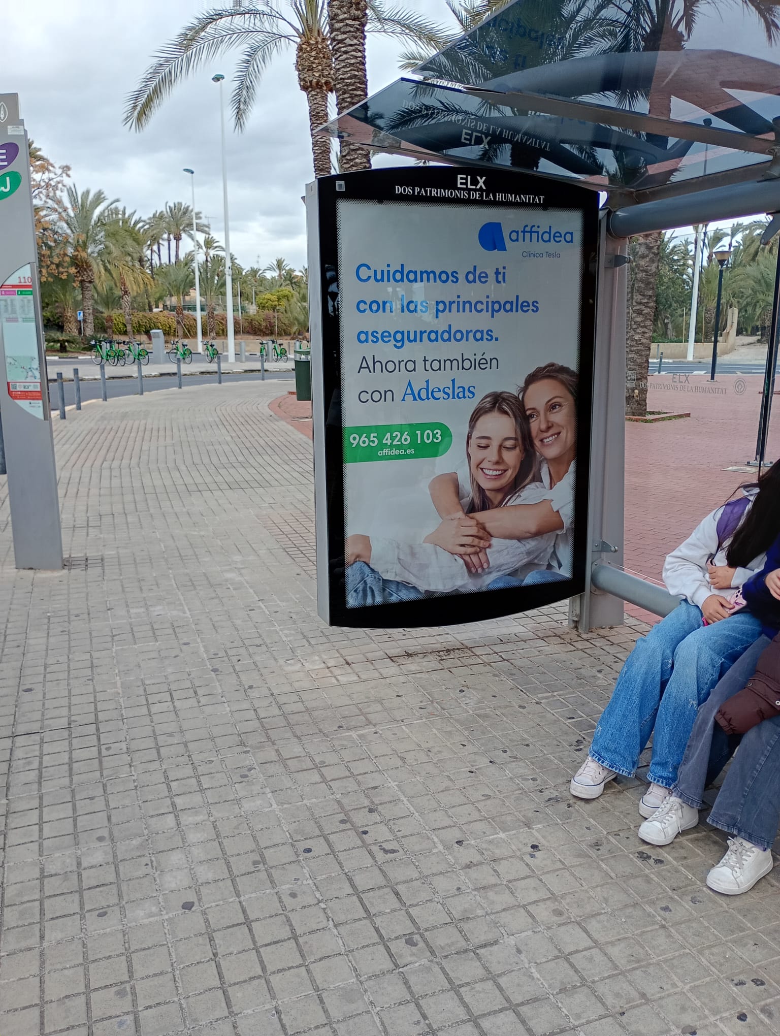 Auditoría fotográfica de marquesina publicitaria en calle L'Avet, entorno del Hospital del Vinalopó, Elche
