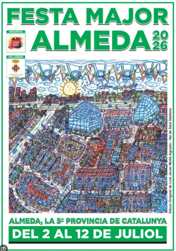 Soportes publicitarios activos durante la fiesta mayor del barrio de Almeda, en el sur de Cornellà de Llobregat