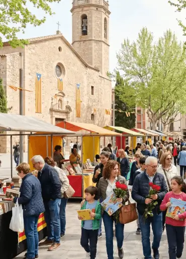Soportes publicitarios activos durante la diada de Sant Jordi, con paradas de libros y rosas por las calles de Cornellà