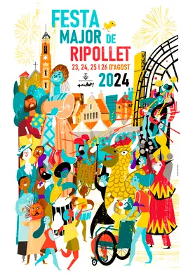 Vallas publicitarias activas durante la Festa Major de Ripollet, celebrada a finales de agosto